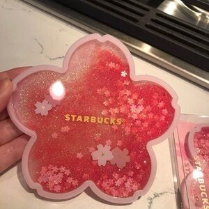 Starbucks Glittery Red Floral Bath Sponge